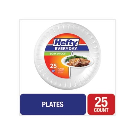 Reynolds Consumer Products Hefty, Soak Proof Tableware, Foam Plates, 10 1/4in Dia, White, 28PK D21029